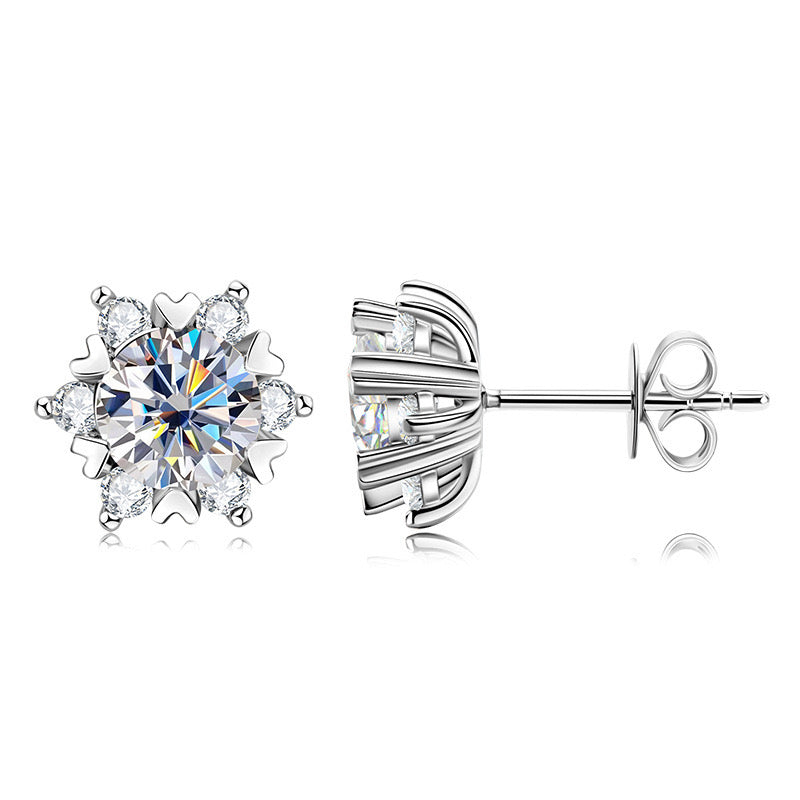 Radiant Snowflake Moissanite Studs