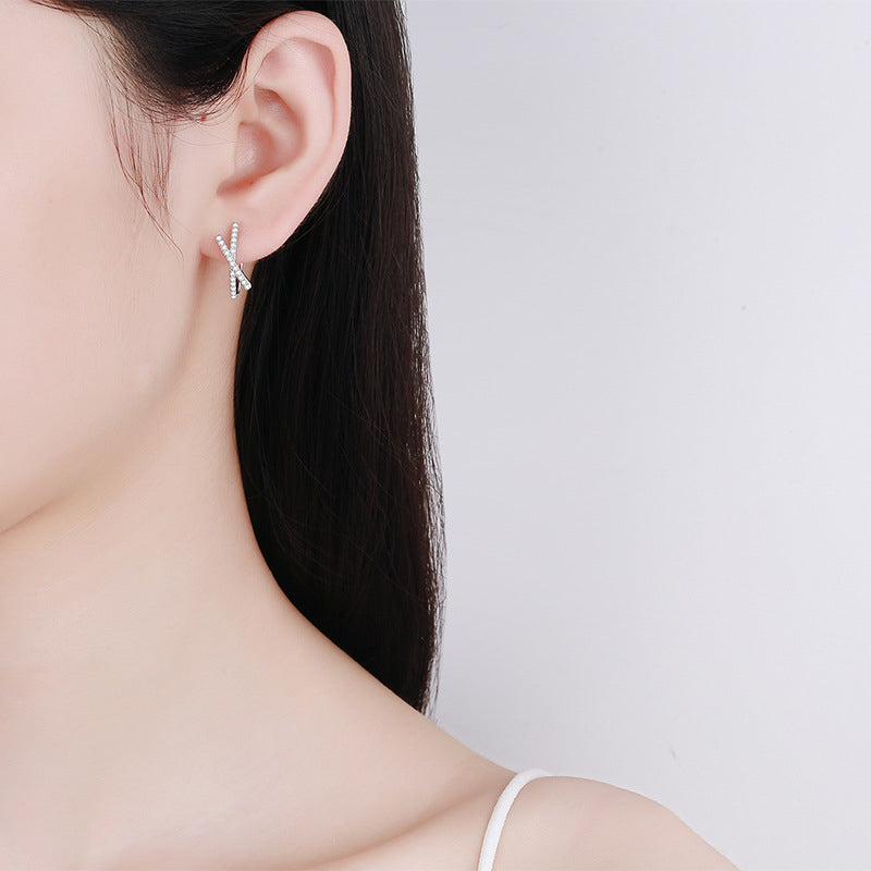 Cross Infinity Brilliance Moissanite Hoop Earrings