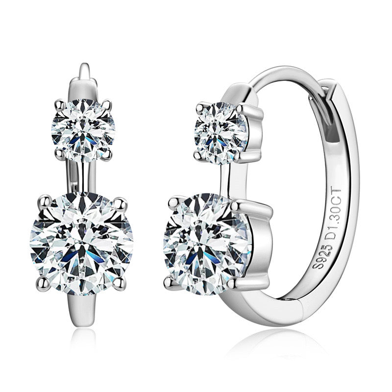 Chic Moissanite Double Stone Hoop Earrings