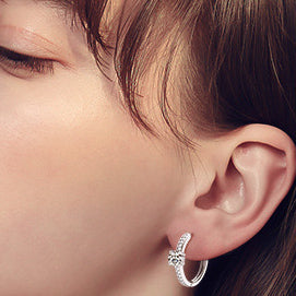 Elegant Moissanite Solitaire Halo Hoop Earrings