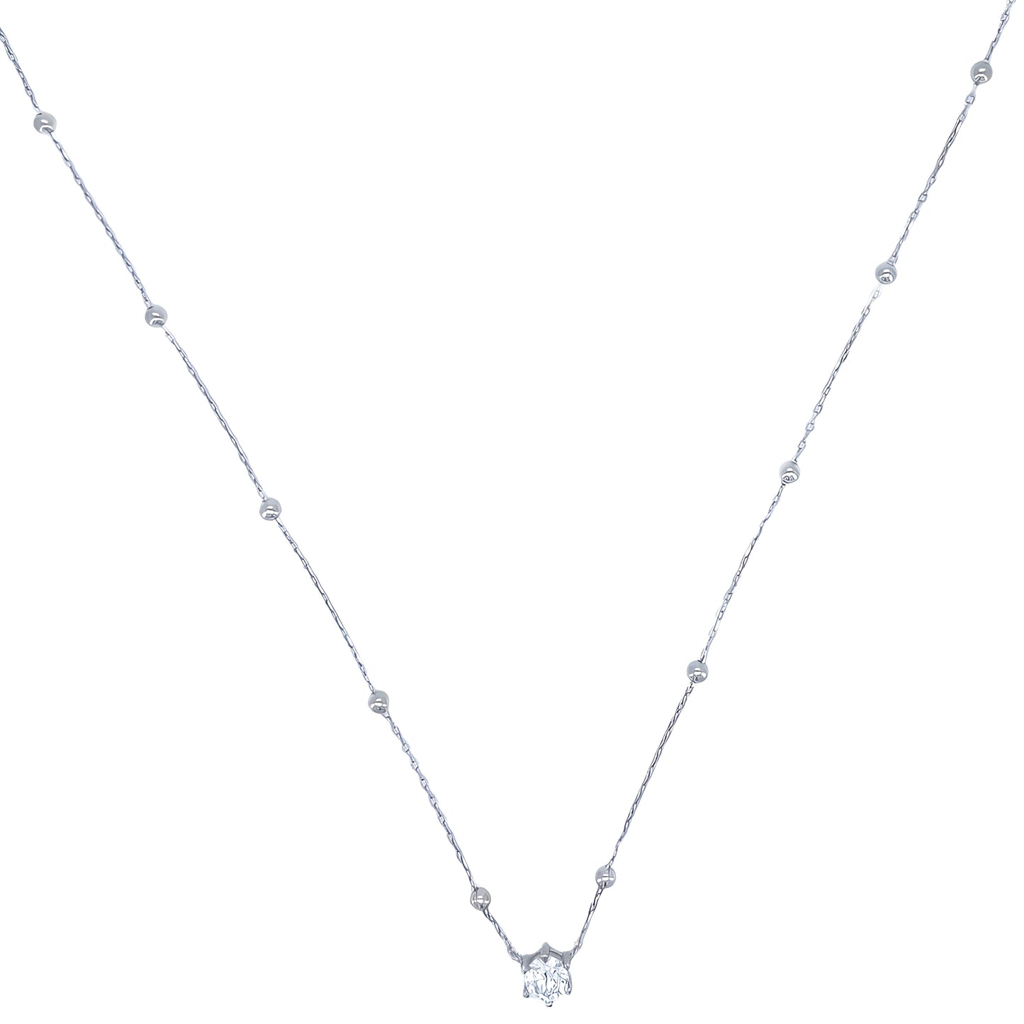 Elegant Beaded Moissanite Solitaire Necklace