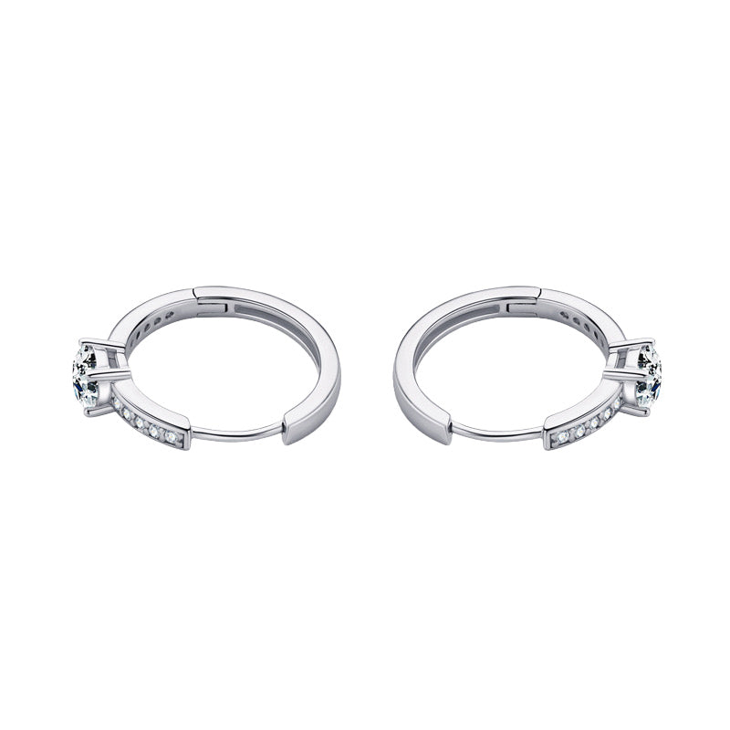 Elegant Moissanite Solitaire Halo Hoop Earrings
