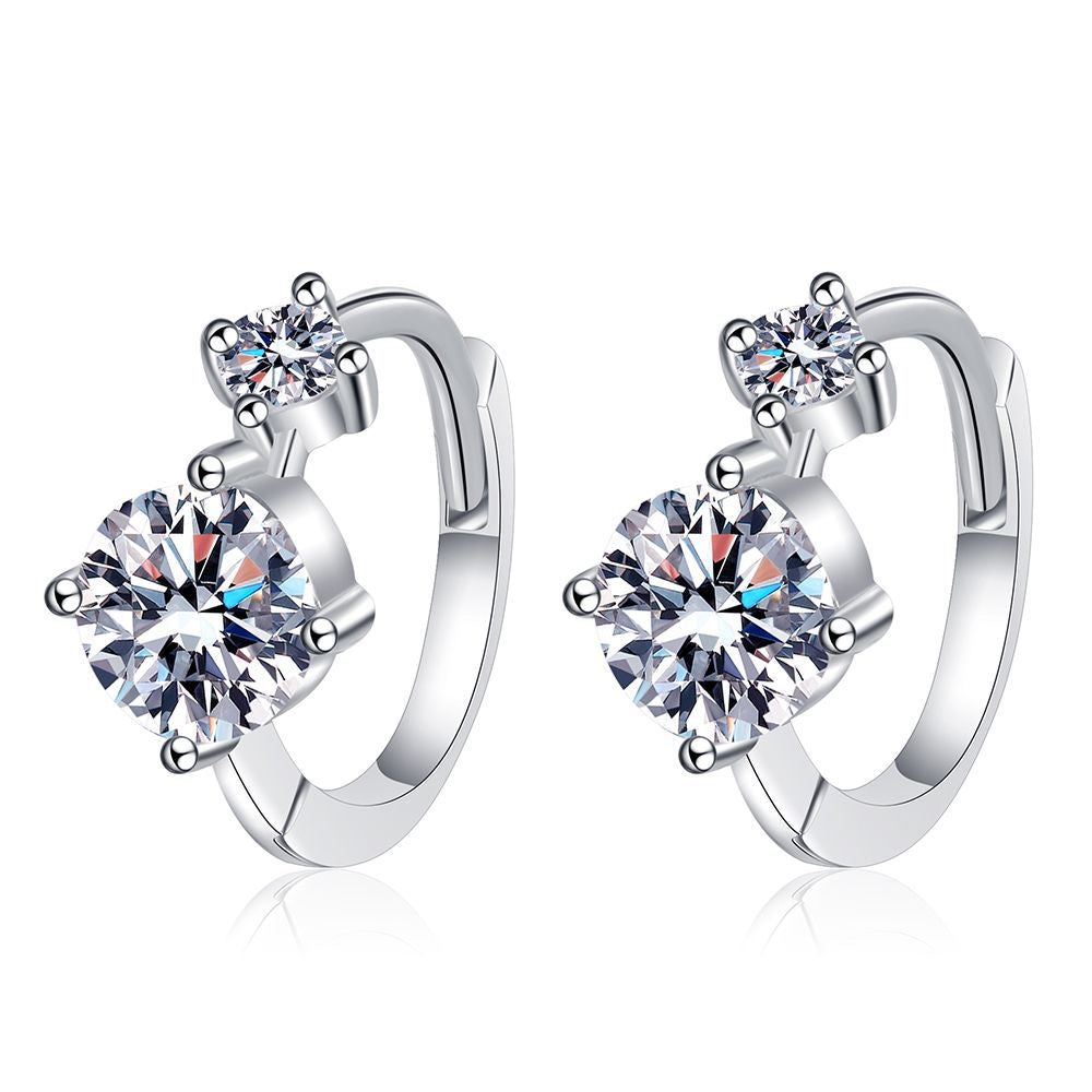 Chic Moissanite Double Stone Hoop Earrings