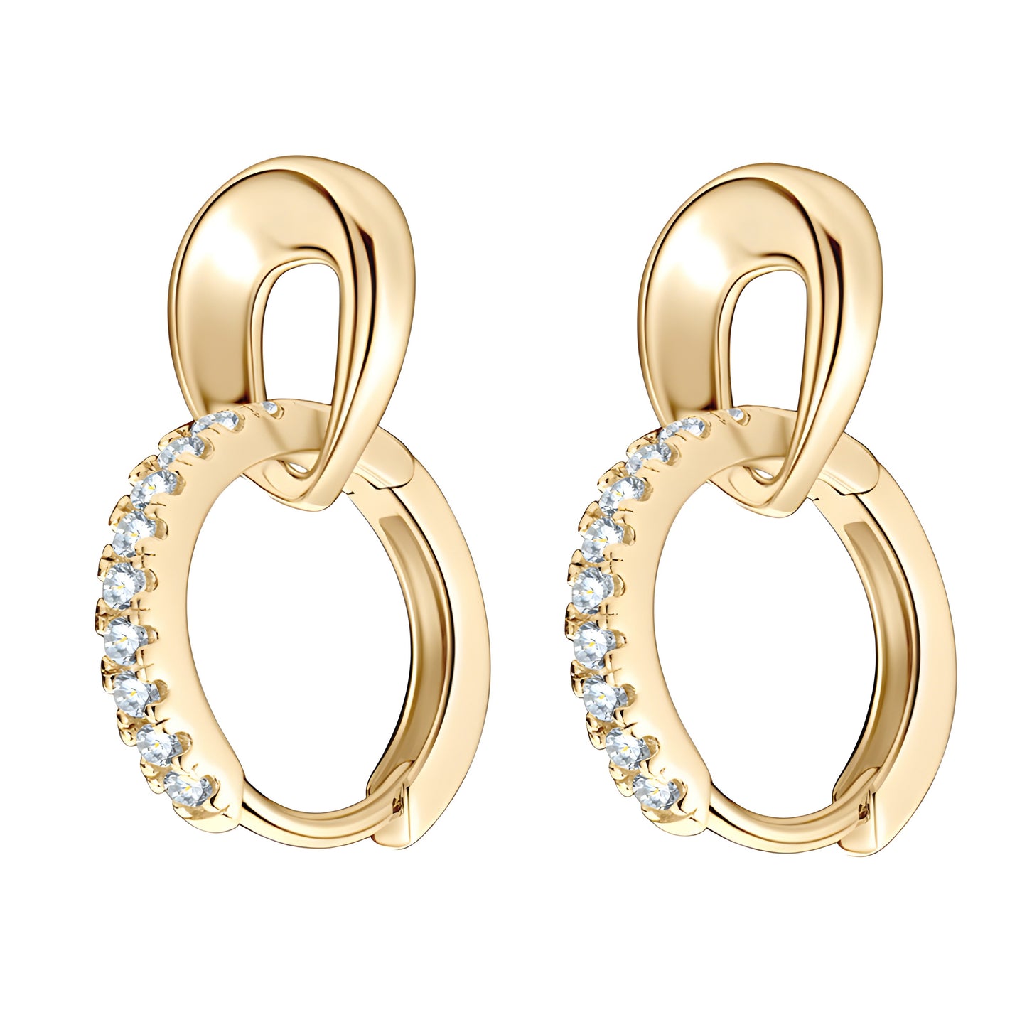 Dazzling Double Hoop Earrings in Gold Finish