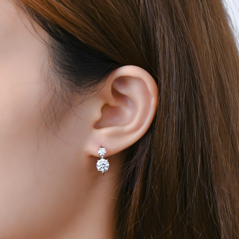 Chic Moissanite Double Stone Hoop Earrings