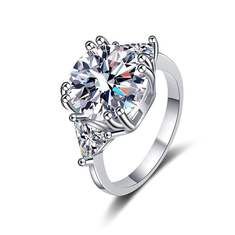 Baguette Moissanite 5ct Round-Cut Solitaire Ring