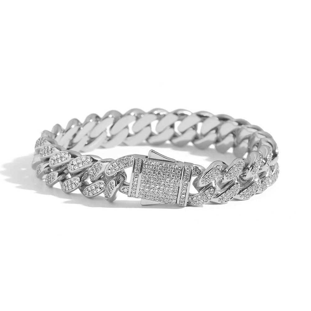 Iced Out Moissanite Cuban Link Bracelet