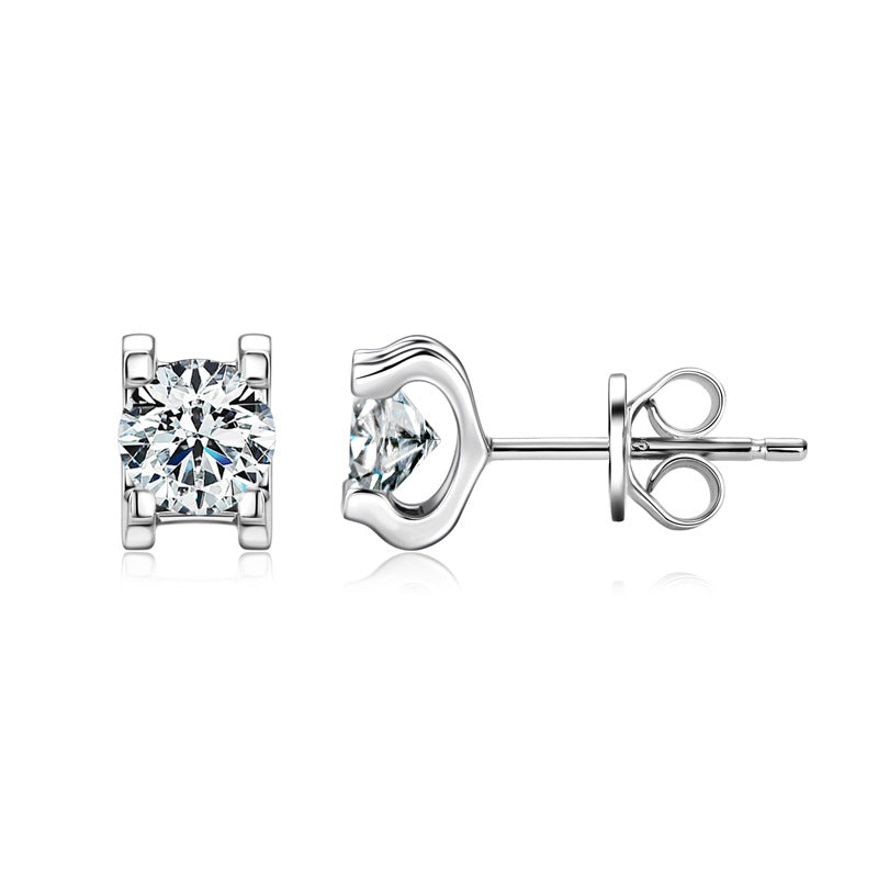 Radiant Moissanite Floating Stone Studs