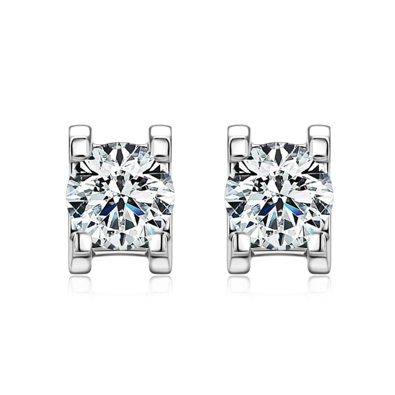 Radiant Moissanite Floating Stone Studs