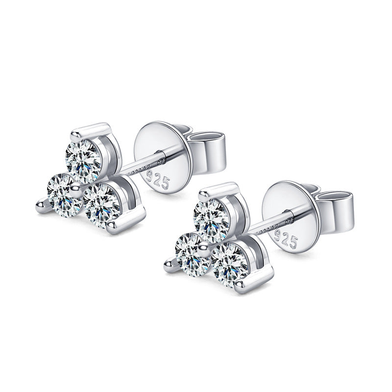 Trinity Moissanite Round Cut Earrings