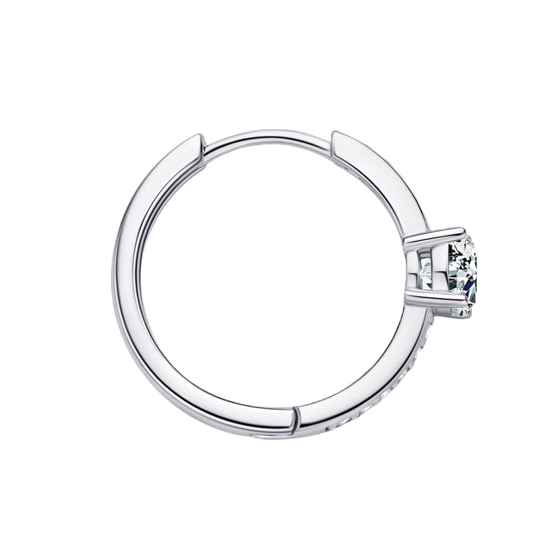 Elegant Moissanite Solitaire Halo Hoop Earrings