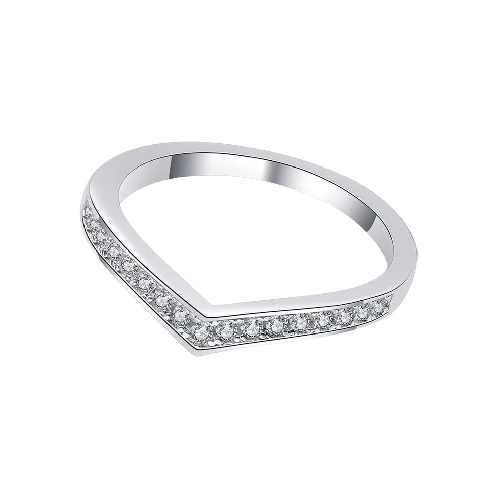 Chevron Moissanite Contour Wedding Band