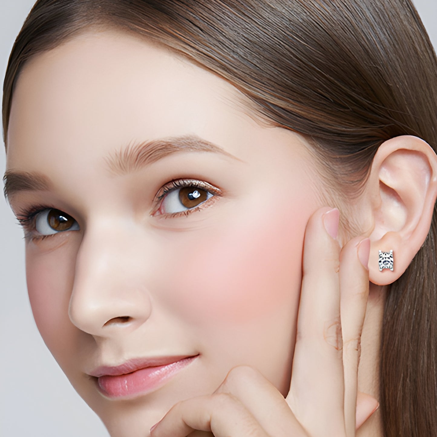 Radiant Moissanite Floating Stone Studs