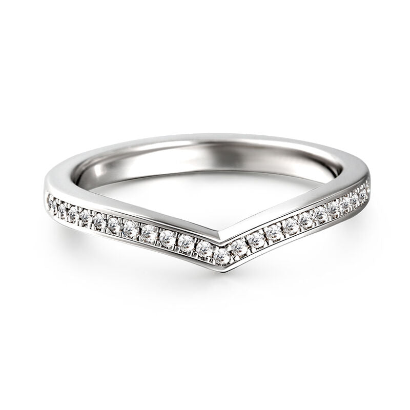 Chevron Moissanite Contour Wedding Band