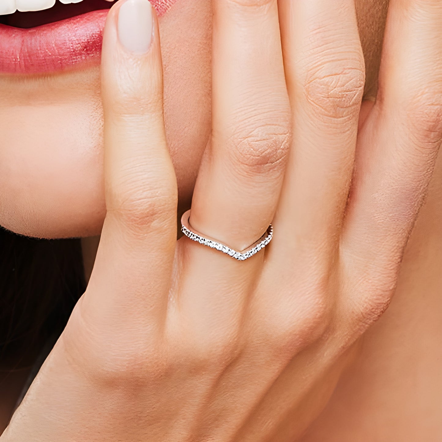 Chevron Moissanite Contour Wedding Band