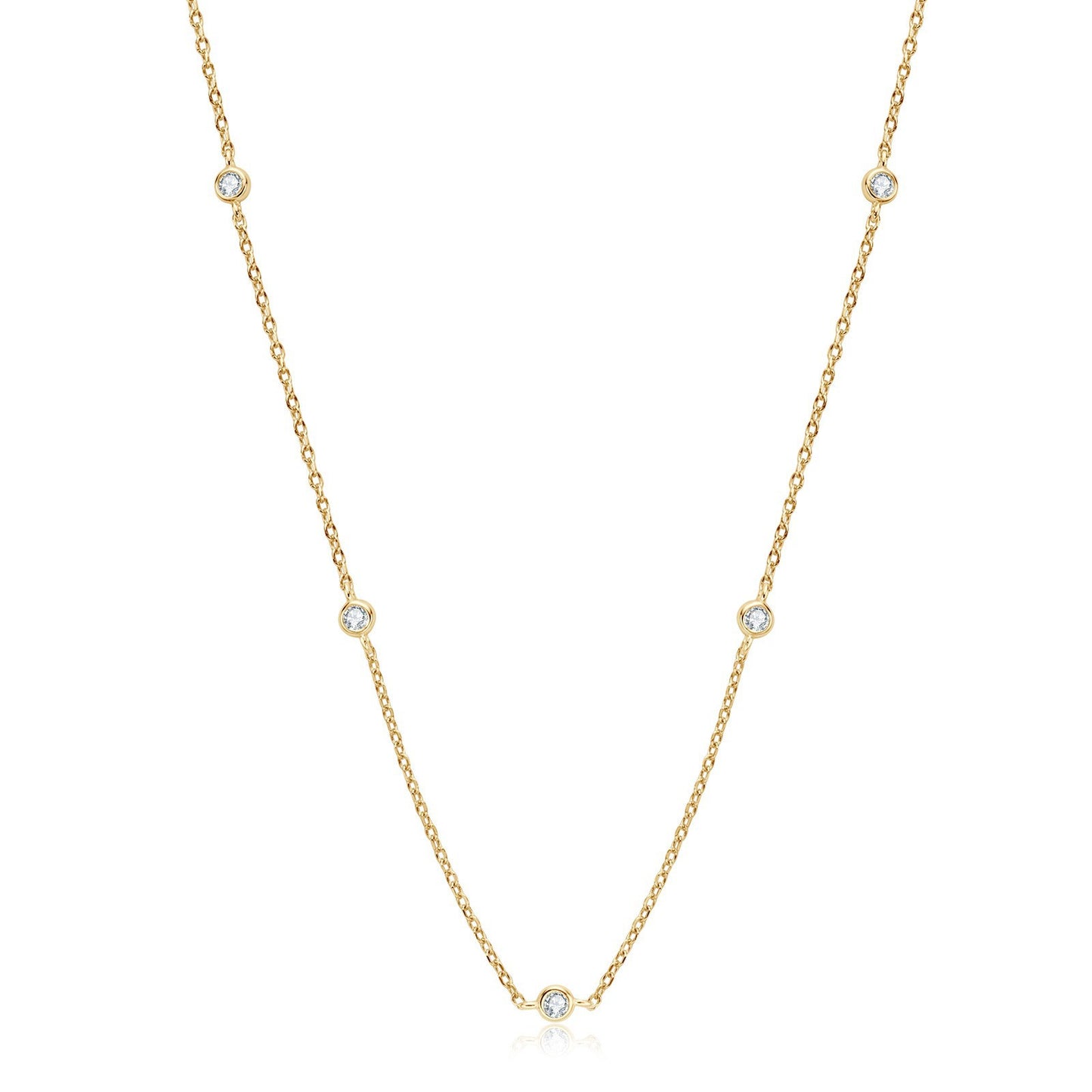 14K Gold Plated Bezel Set Moissanite Necklace