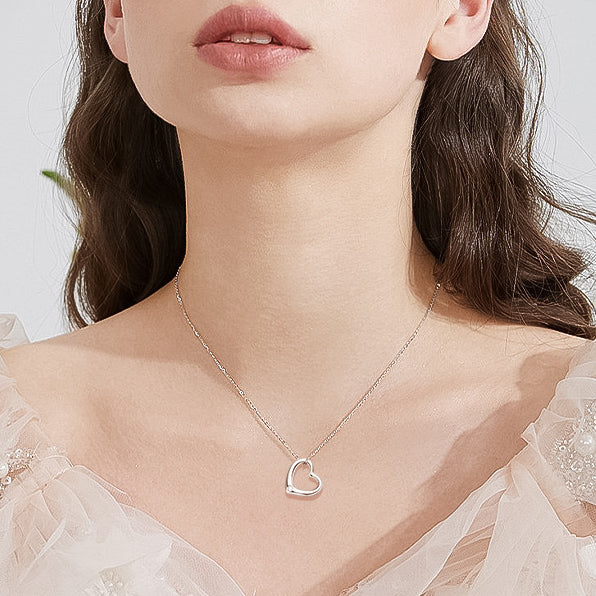 Open Heart Pendant with Bezel Set Moissanite Accent
