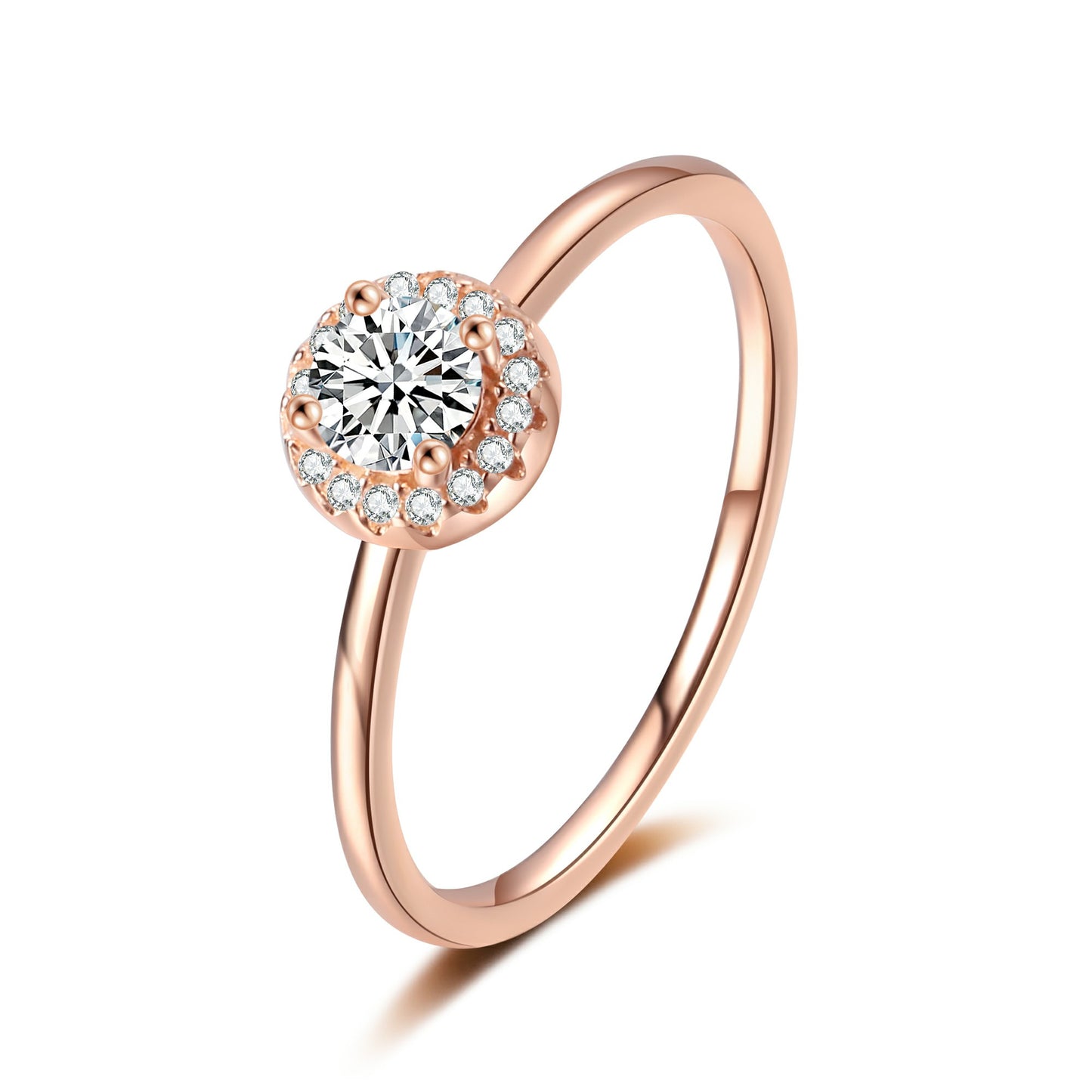 Moissanite Halo Ring in Rose Gold Finish
