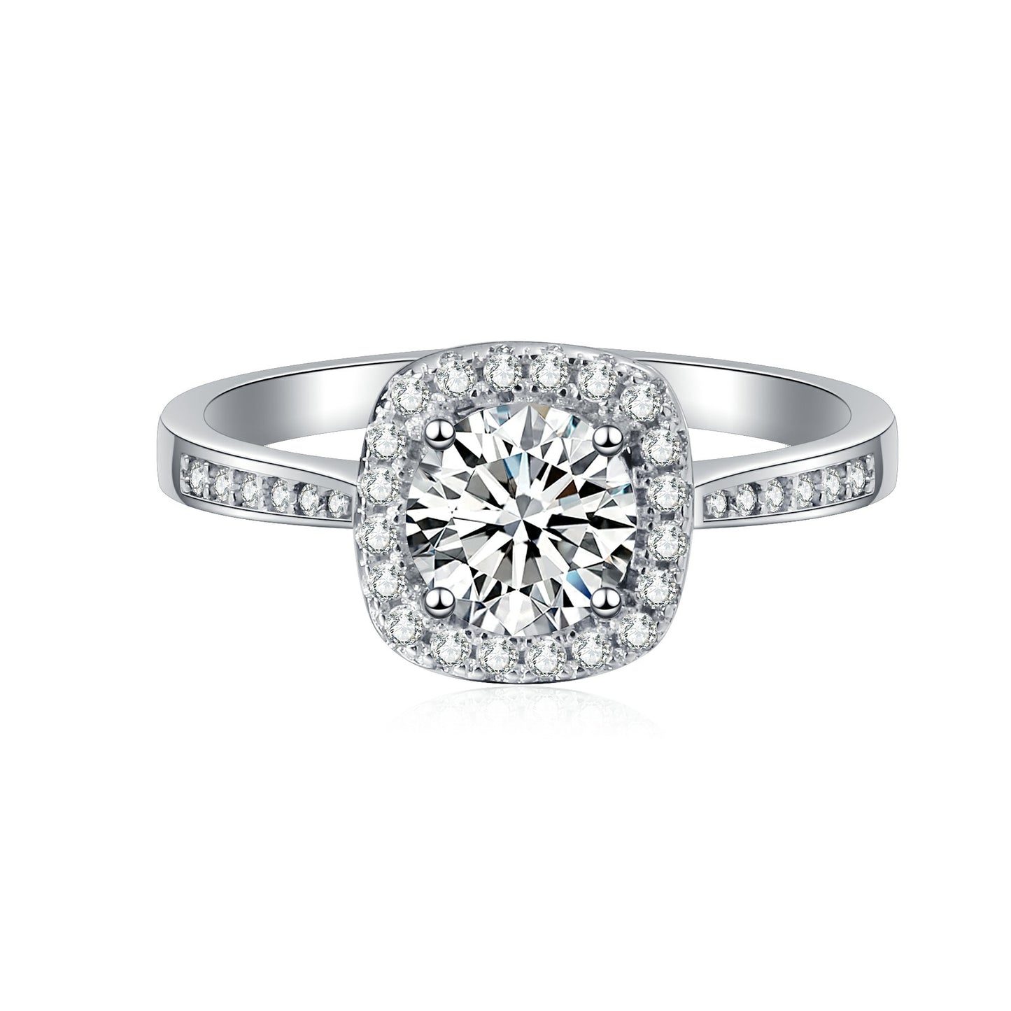 Elegant Cushion Halo Moissanite Engagement Ring