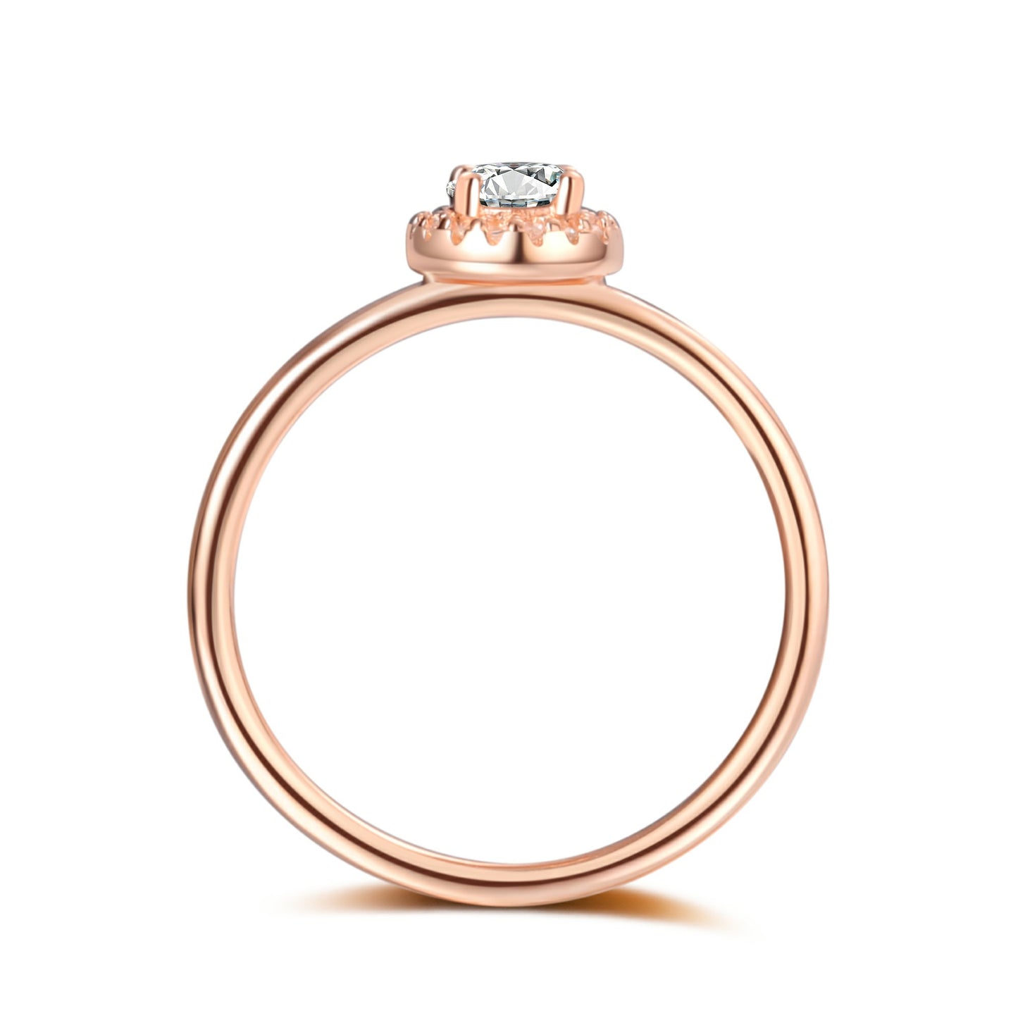 Moissanite Halo Ring in Rose Gold Finish