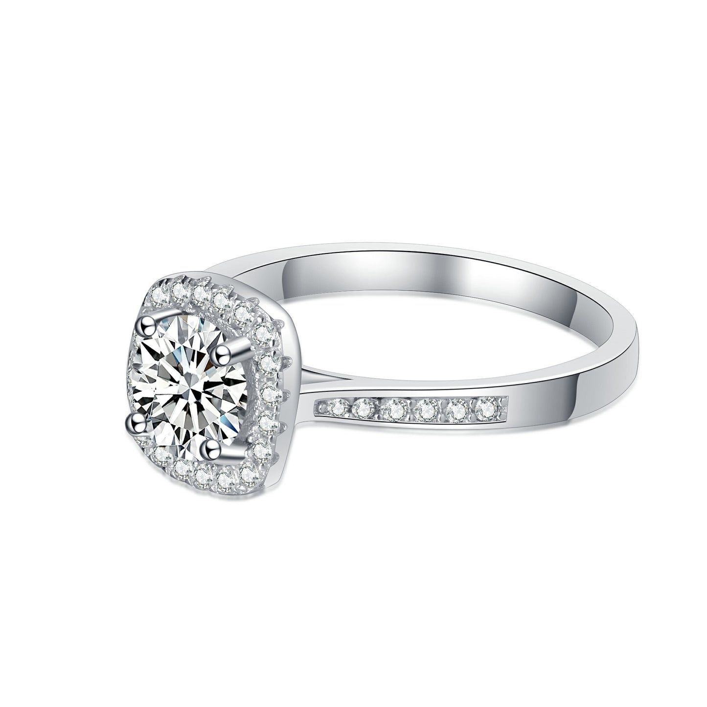 Elegant Cushion Halo Moissanite Engagement Ring