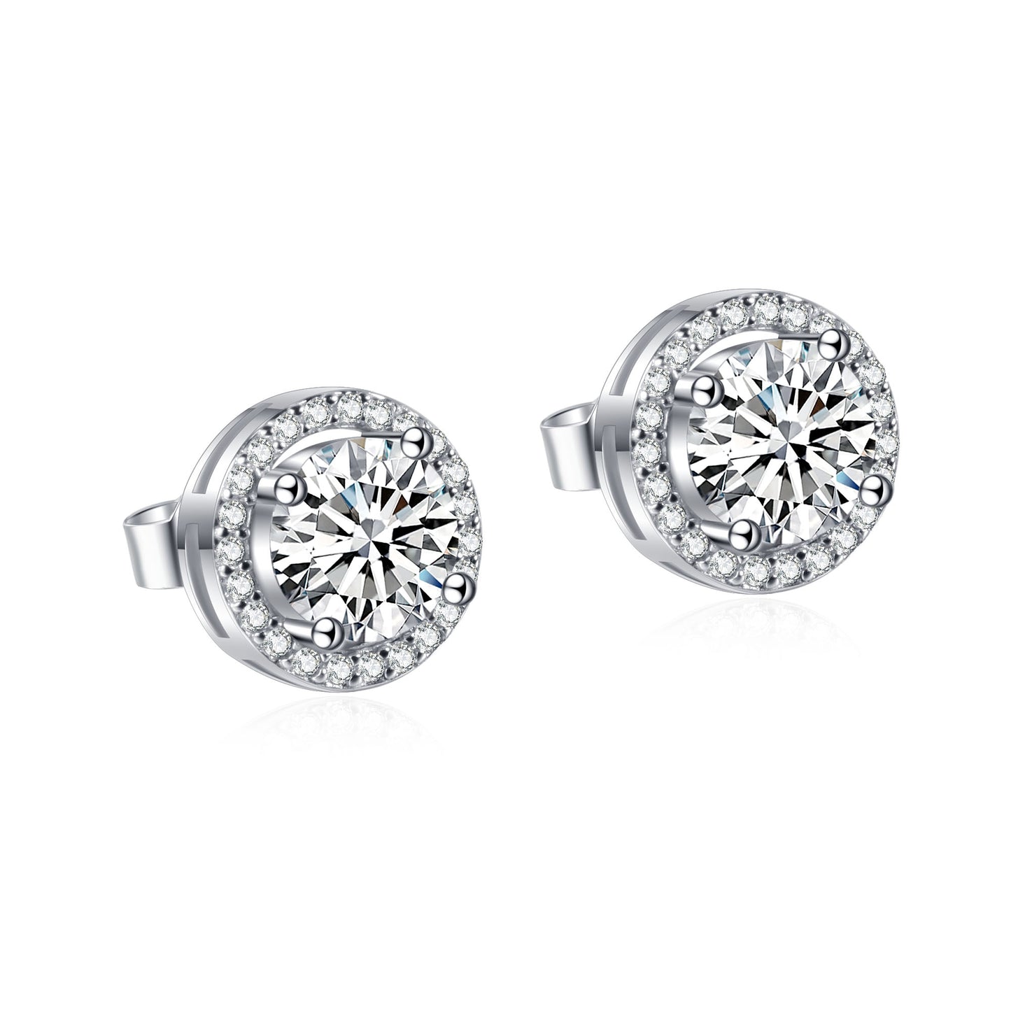 Moissanite Halo Stud Earrings