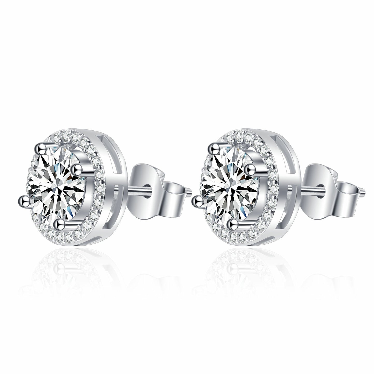 Moissanite Halo Stud Earrings