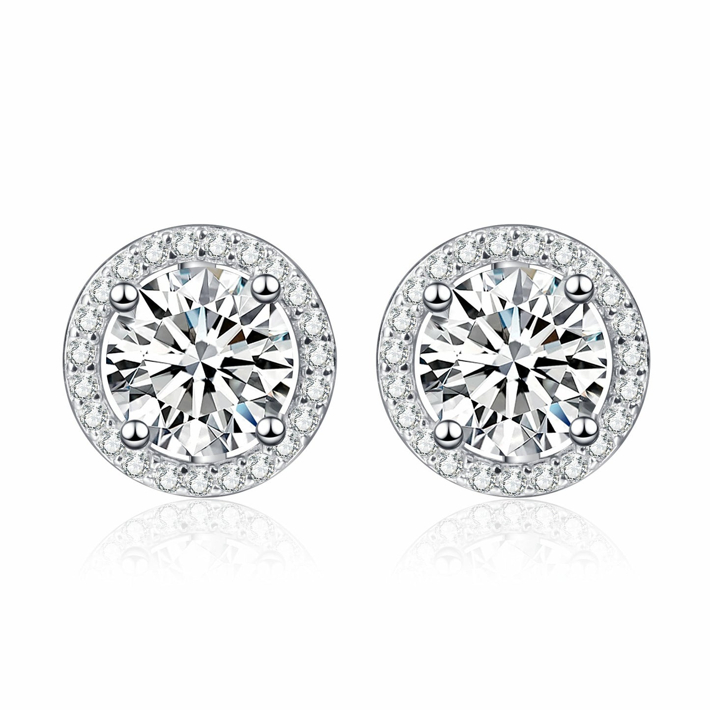 Moissanite Halo Stud Earrings