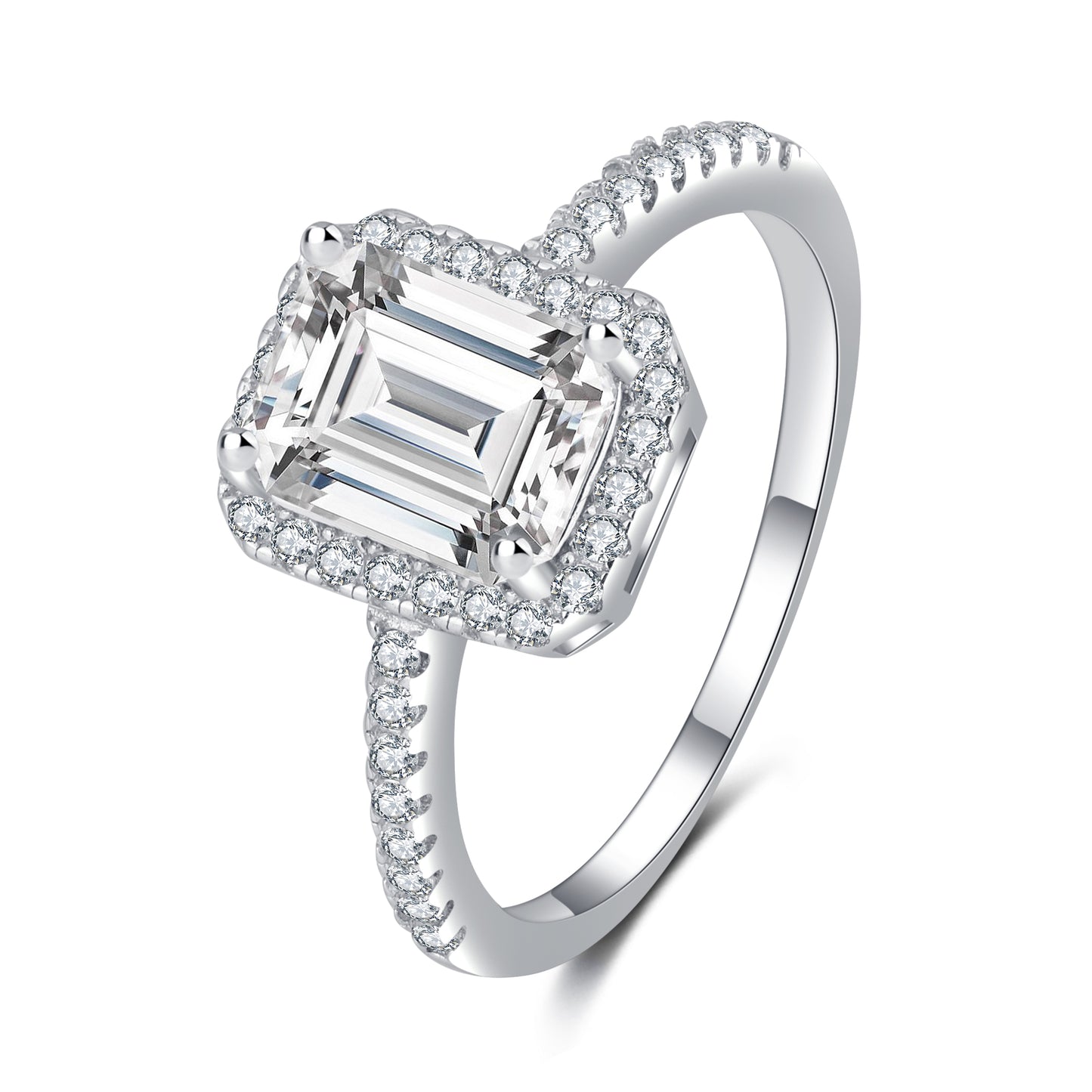 Refined 2ct Moissanite Emerald Cut Ring