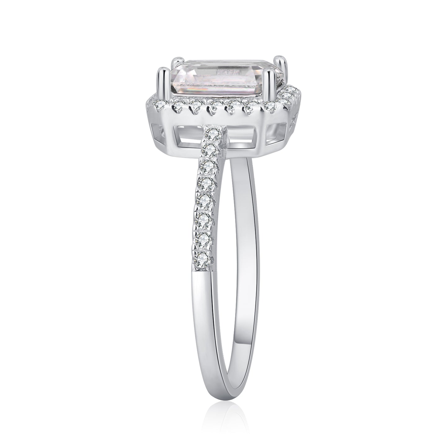 Refined 2ct Moissanite Emerald Cut Ring