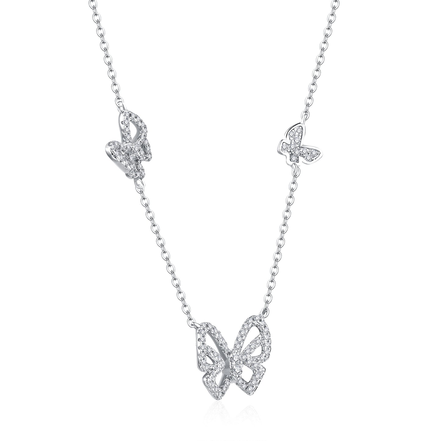 Elegant Butterfly Necklace with Moissanite Embellishments