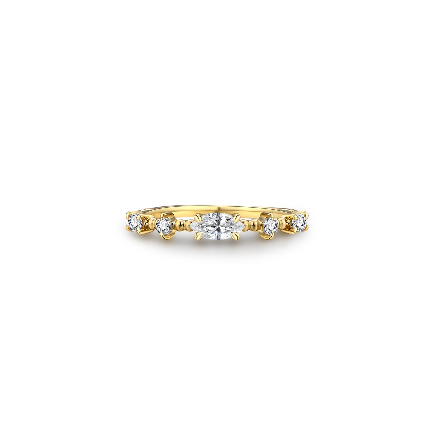 Elegant Marquise Moissanite Ring in 14K Gold Plating