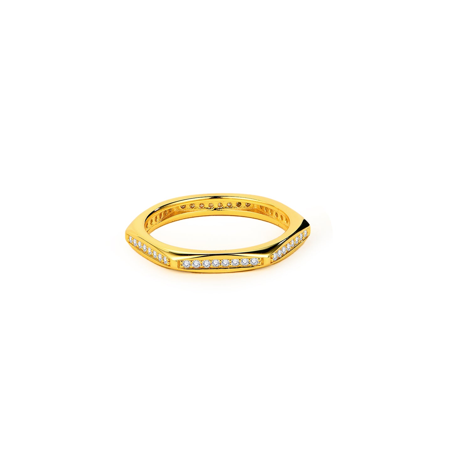 Sophisticated Moissanite Eternity Band in 14K Gold Plating