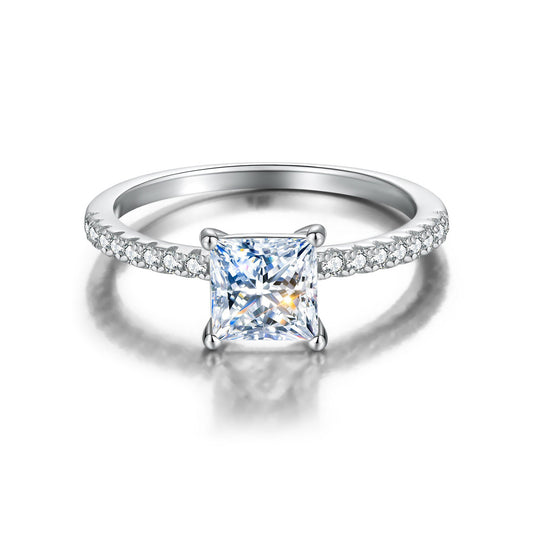 Pure Moissanite 2ct Princess-Cut Solitaire Ring