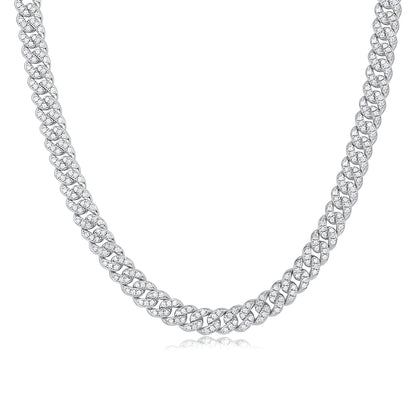 Glistening Moissanite-Encrusted Cuban Link Necklace