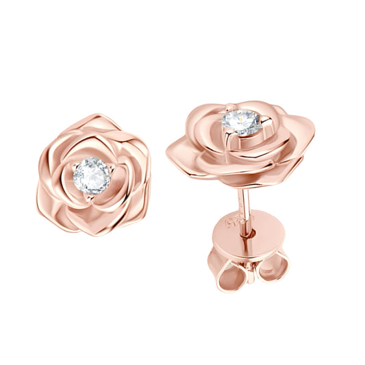 Floral Earrings with 0.1ct Moissanite