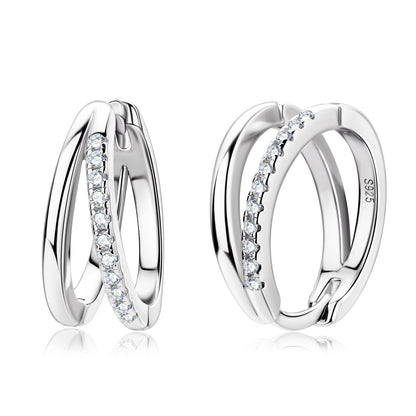 Twisted Moissanite Double Hoop Earrings