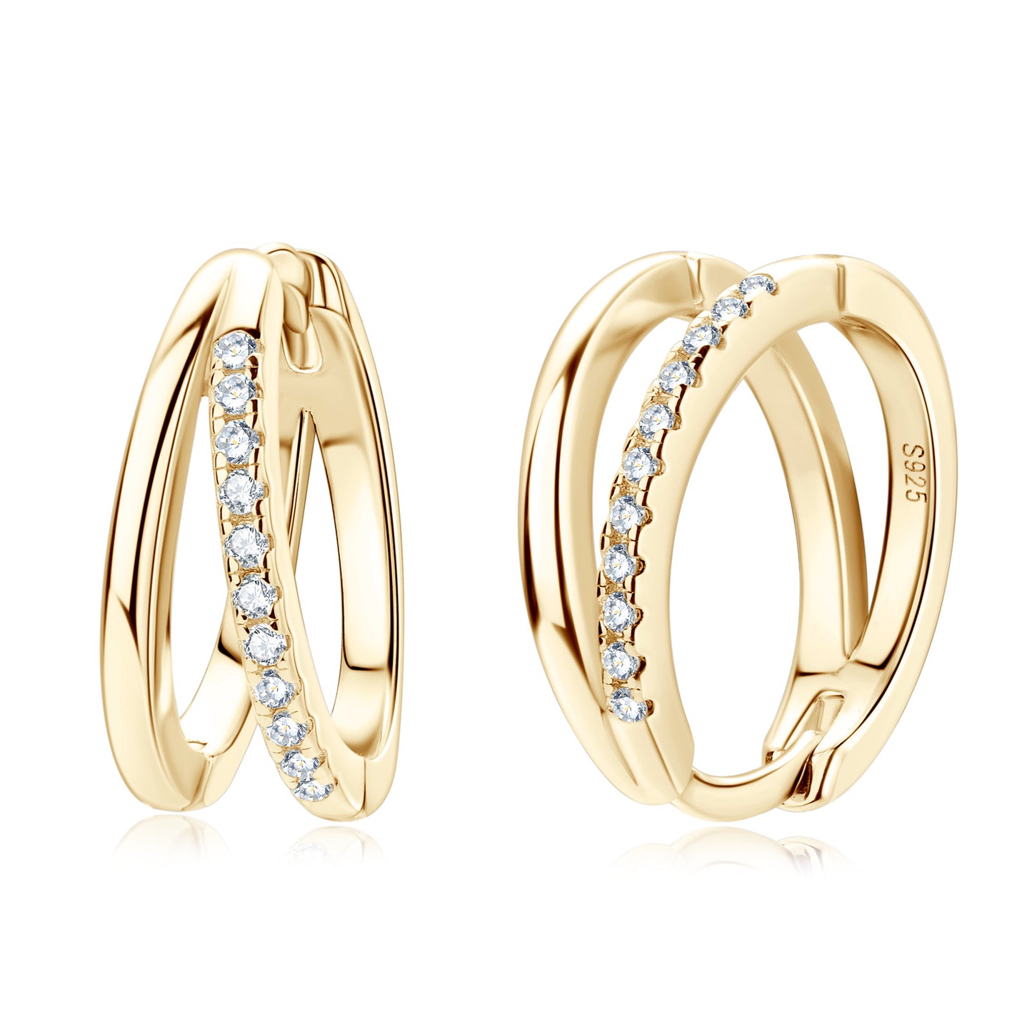 Twisted Moissanite Double Hoop Earrings