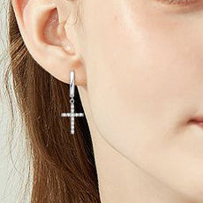 Elegant Moissanite Cross Dangle Earrings