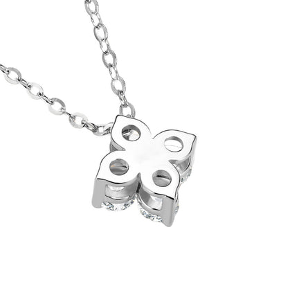 Clover Floral Moissanite Pendant with Sterling Silver Necklace