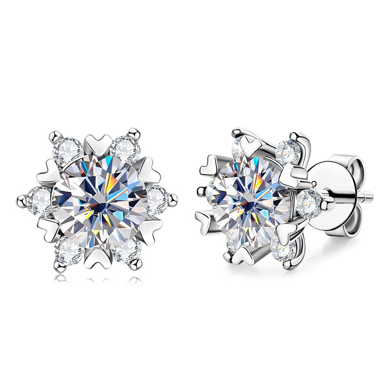 Radiant Snowflake Moissanite Studs