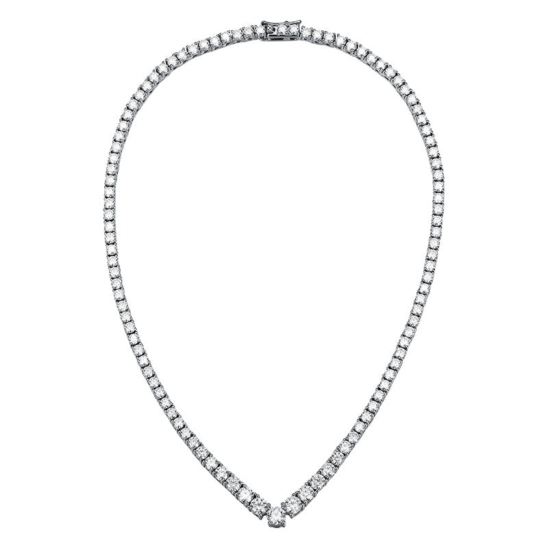 Elegant Moissanite V-Necklace in Solid Silver