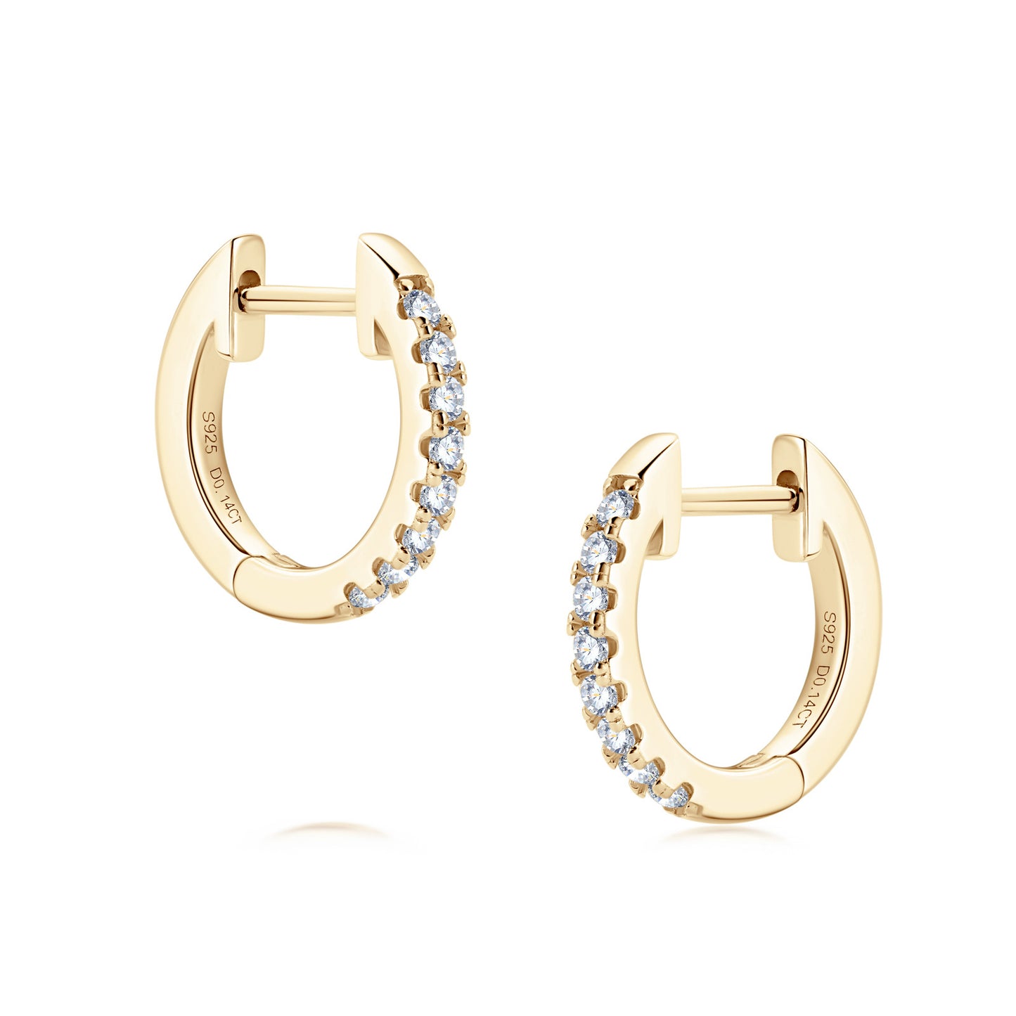 14k Gold Plated Moissanite-Encrusted Hoops