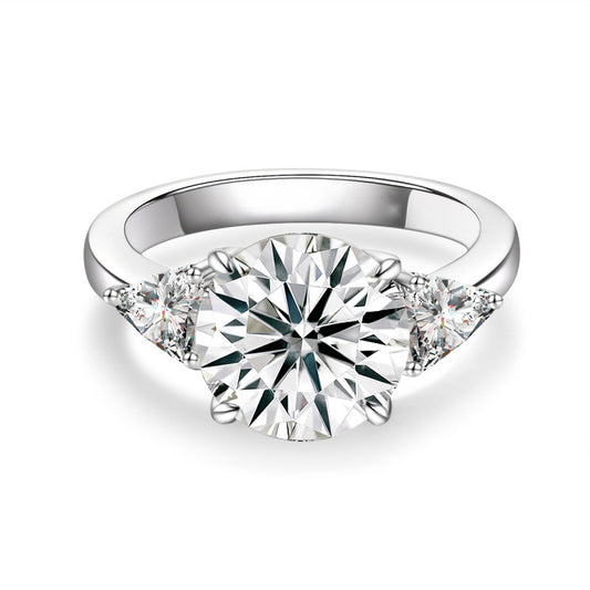 Baguette Moissanite 5ct Round-Cut Solitaire Ring
