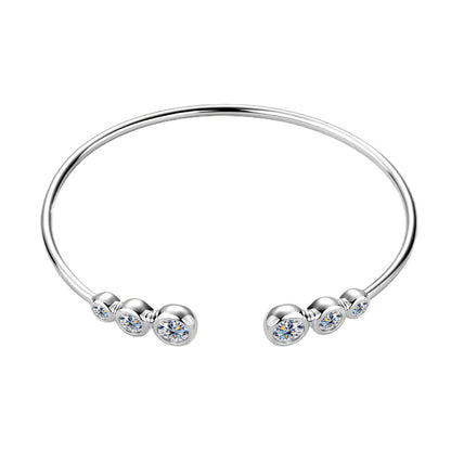 Dazzling Moissanite-Studded Silver Bangle