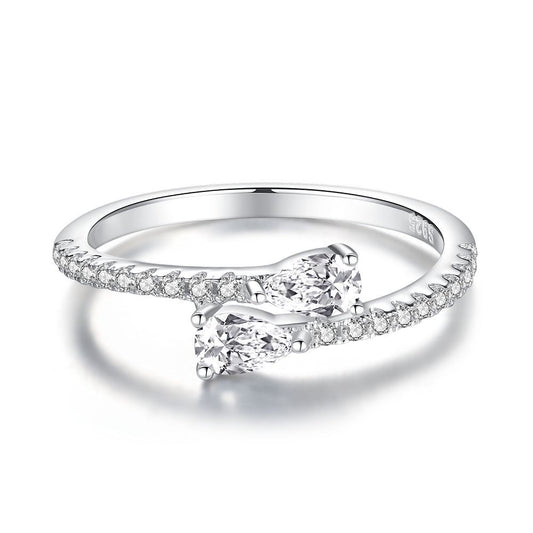 Dainty Marquise Moissanite Bypass Ring