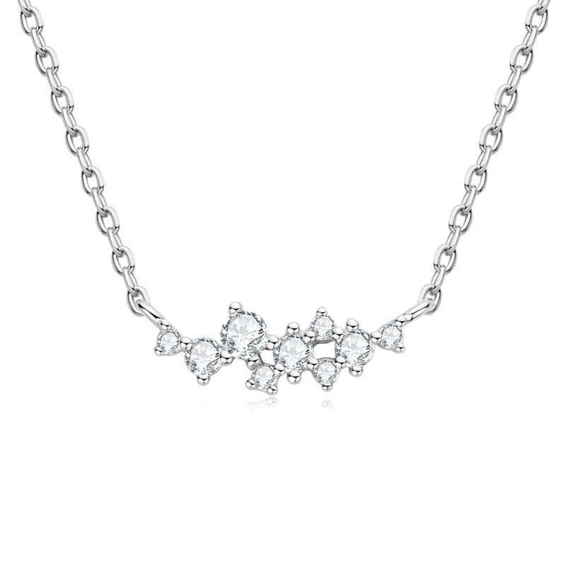 Moissanite Special Cluster Necklace in Solid Silver 925