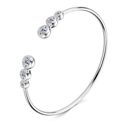 Dazzling Moissanite-Studded Silver Bangle