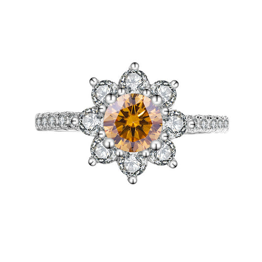 Summer Collection Yellow Moissanite Sunflower Ring