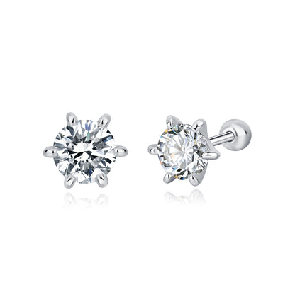 Moissanite Solitaire Screwback Earrings